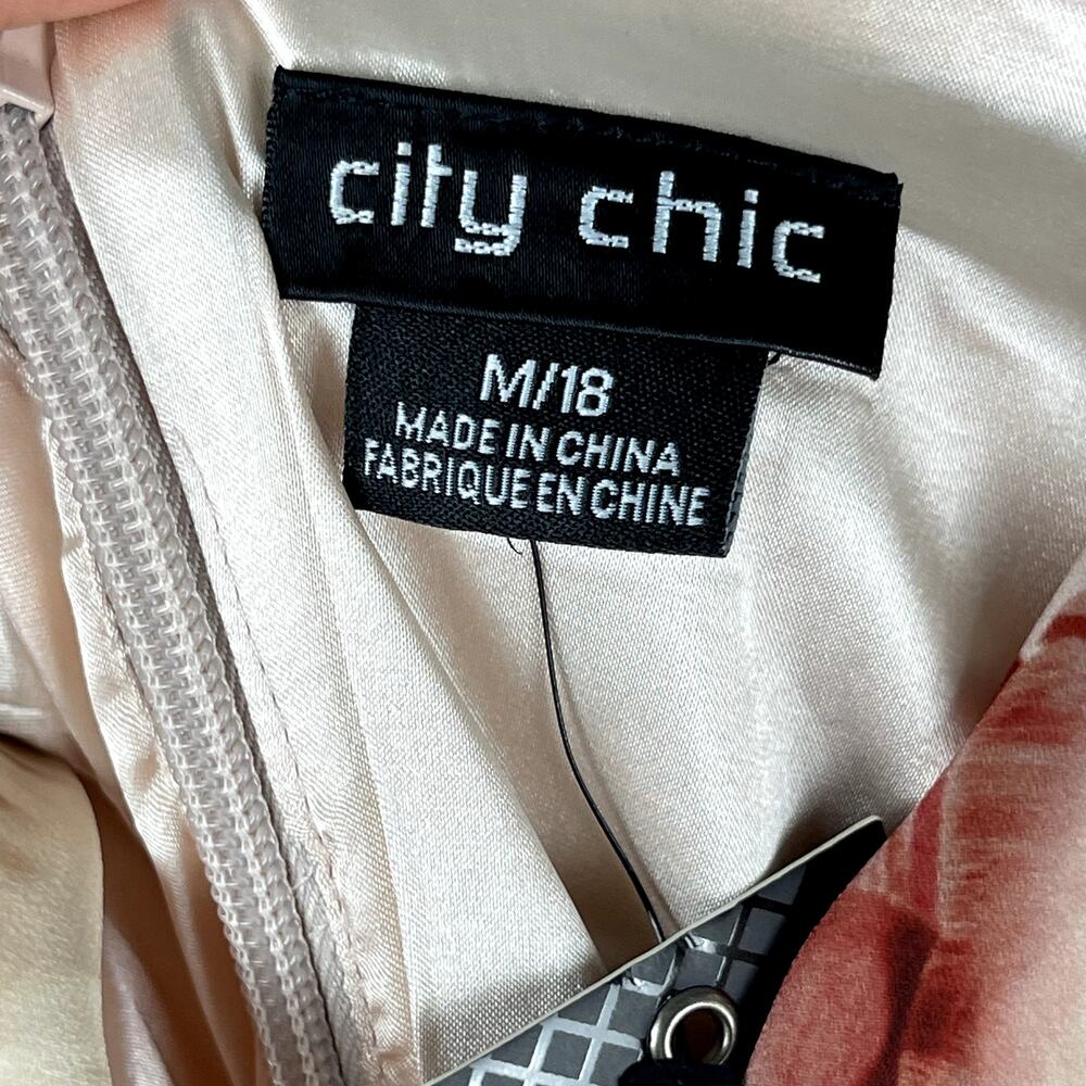 City Chic Maxi Dress Womens Medium 18 Pink Rose Faux Wrap Cocktail Drape NEW - Picture 9 of 16